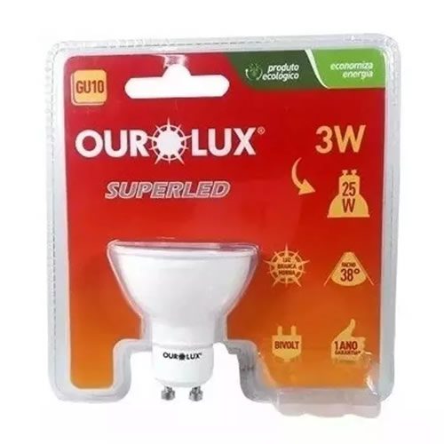 LAMPADA SUPERLED GU10 MR16 3W 6400K - OUROLUX