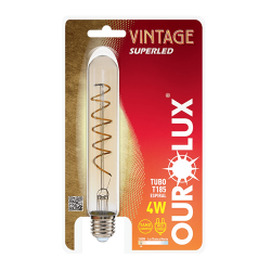 Lâmpada Led Vintage Tubo T185 Spiral 4w Biv 2400k